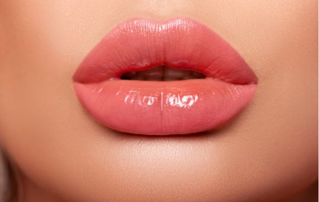 Close up of lips with lip filler