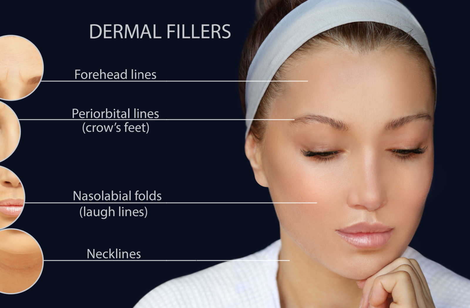 Image showing the areas that dermal fillers can target.