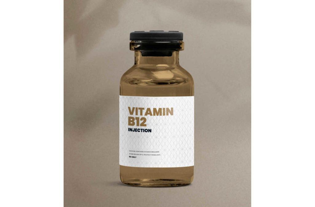 Bottle of vitamin B12.
