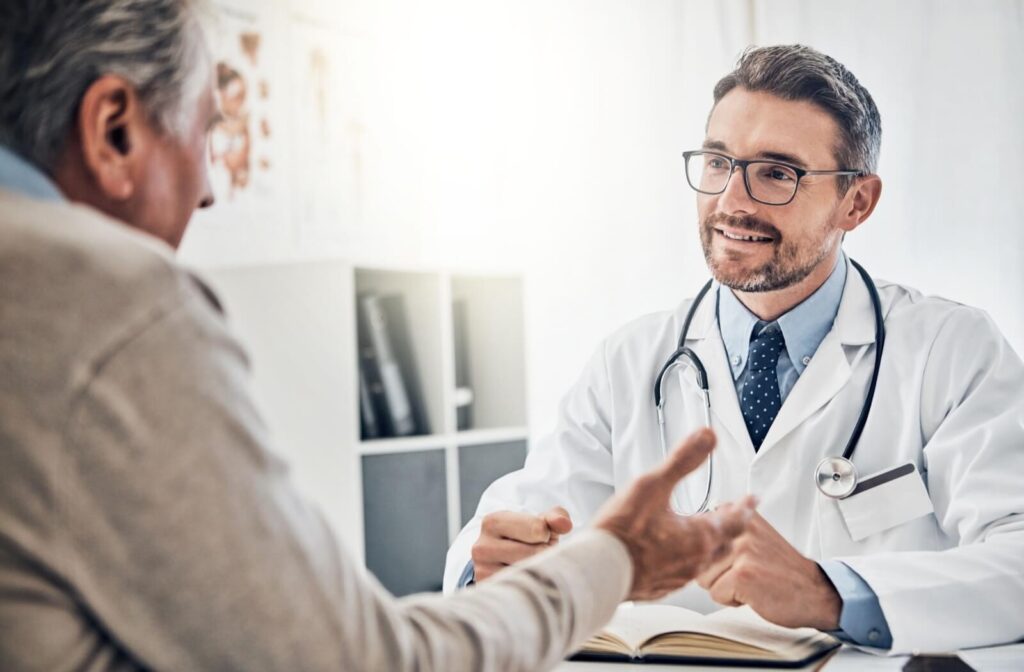 A patient discusses their health goals with their doctor during their personalized medicine consultation.